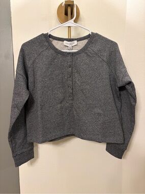 Something Navy Charcoal Gray Henley Sweatshirt